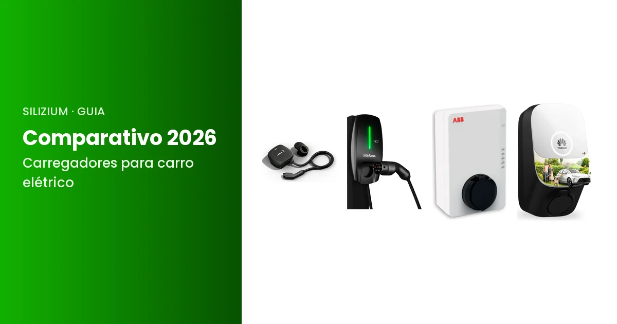 Quatro carregadores para carro elétrico: Wallbox Pulsar Plus, Intelbras City, ABB Terra AC e Huawei SCharger