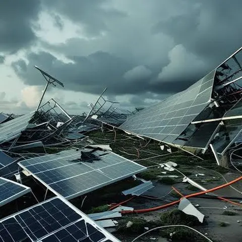 Furacão em sistema fotovoltaico — sinistro real
